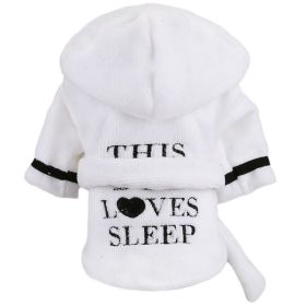 Pet Hooded Bathrobe White Coral Casual (Option: S)