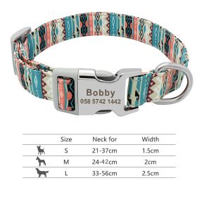 Adjustable Nylon Dog Collar Personalized Dogs Cat ID (Option: 217H2-S)