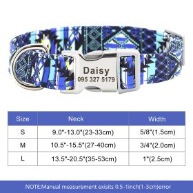 Adjustable Nylon Dog Collar Personalized Dogs Cat ID (Option: 337Blue-S)