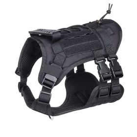 Tactical Dog Harness For Small Medium Large Dog; Dog Harness Vest With Soft Padded And D-Ring Collar (Color: black, size: S)