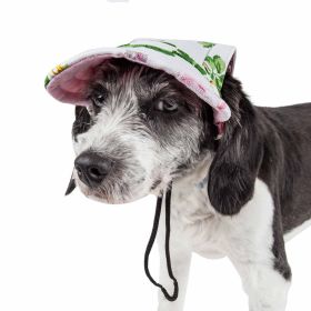 Pet Life 'Botanic Bark' Floral Uv Protectant Adjustable Fashion Dog Hat Cap (size: large)