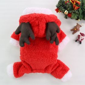 Autumn And Winter Christmas Four Legs Thick Fleece Warm Dog Coat (Option: Red Elk-XS Back Length 20cm)