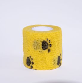 Printed Bandage Pet Out Anti-dirty Adhesive Bandage Non-woven Elastic Bandage (Option: Yellow Footprints-50X45MM)